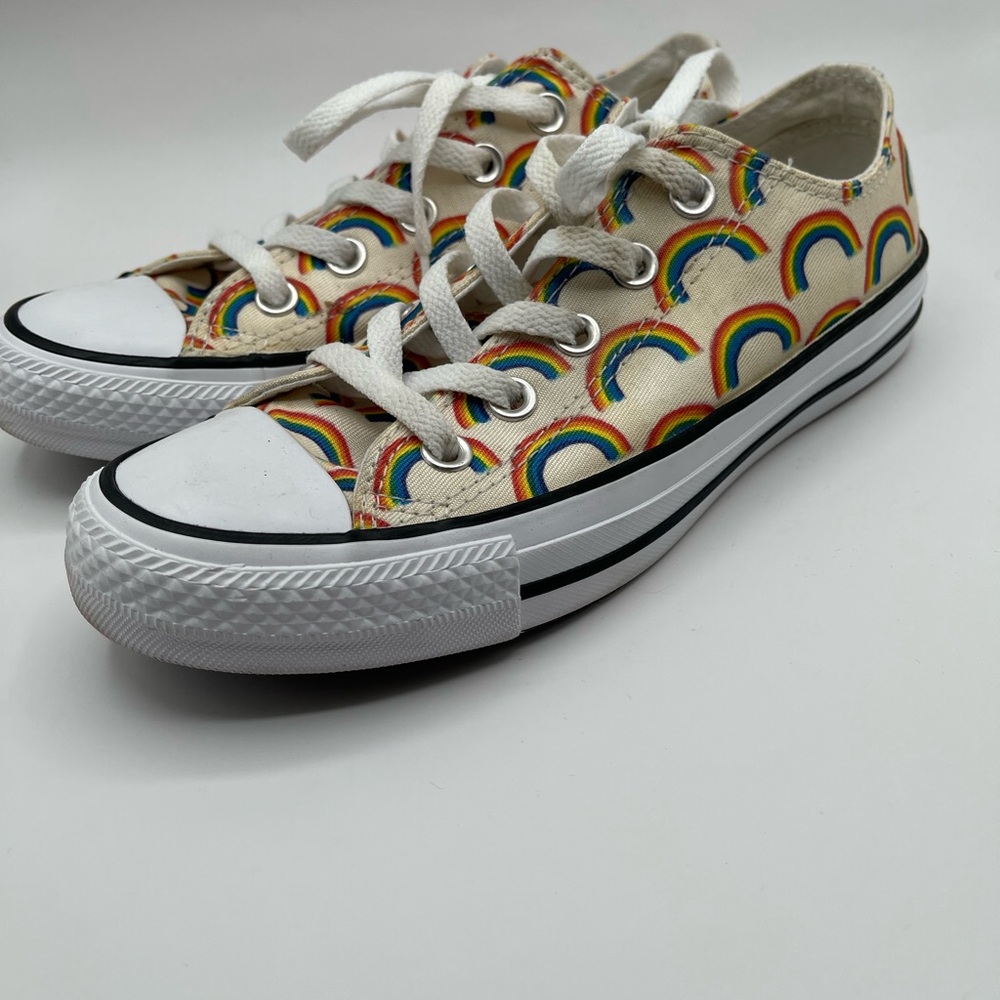 Rainbow Patterned Women's Converse Low Sneakers - image 4